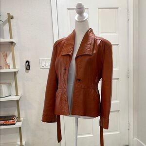 Women's Leather Jacket in Rich orange